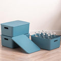 Plastic Storage Bins with lids,Storage Baskets,Container with handle,Storage Organizer Bins for Shelves,Office,Bedrooms,Closets, Cabinets(Blue, 3M) by GUMEIGODA
