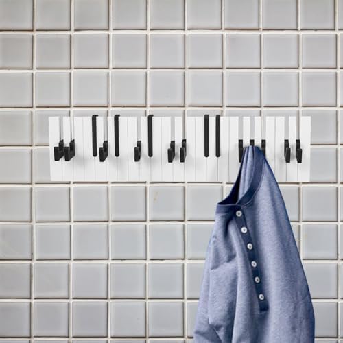 Vosarea Wall-mounted Coat Hook,Piano Shape Artistic Coat Rack Heavy Duty Wooden Entry Hanging Coat Hat Clothes Holding Rack 22.8inch - Image 6
