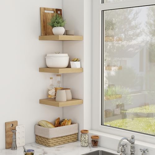 Acovy 12 Inch Floating Shelves, 12" Deep Floating Shelf Wall Mounted, 12" Wall Shelves, Rustic Deep Bookshelf, Extra Deeper Display Shelves & Storage Shelves for Bedroom, Living Room, Set of 3 - Image 2