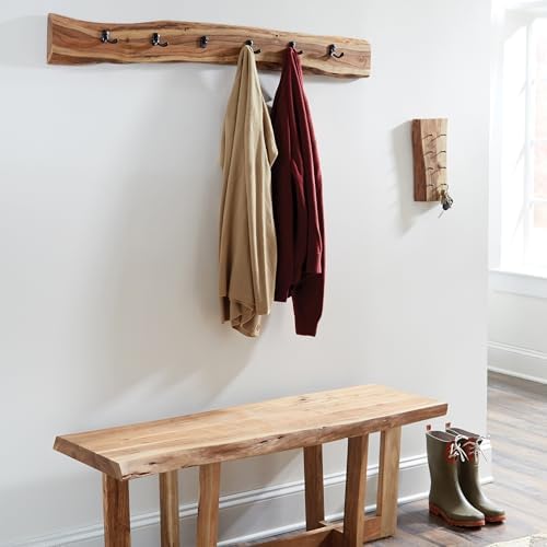 Alaterre Furniture Alpine Natural Live Edge Wood Coat Rack – 48 Inch Solid Wood Wall-Mounted Coat Hook with 6 Double Hooks – Modern Farmhouse Storage Organization for Entryway, Hallway, or Mudroom - Image 6