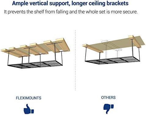 FLEXIMOUNTS 4x8 Overhead Garage Storage Rack with Hooks, Black - Image 4