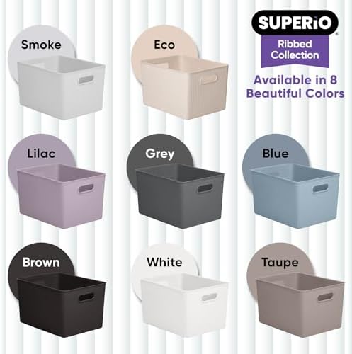 Superio Ribbed Collection - Decorative Plastic Basket Open Home Storage Bins Organizer, X-Large Blue (2 Pack) Container Boxes for Organizing Closet Storage Bins for Shelves 22 Liter/23 Quart - Image 5