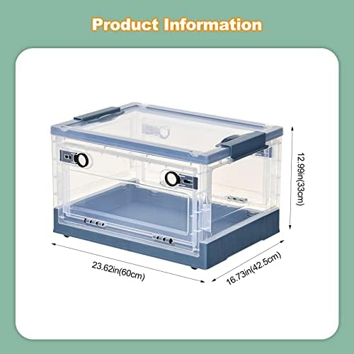 Ergocar Foldable Storage Boxes, Large Plastic Storage Boxes with Lid, Stackable Organiser, Wardrobe Storage Organiser, Grocery Storage, for Bedroom, Wardrobe, Office, Garage - Image 7