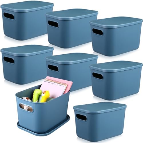 Hoolerry 8 Pieces Storage Bins, 10.2 x 7 x 6.3 Inch, Blue by Hoolerry