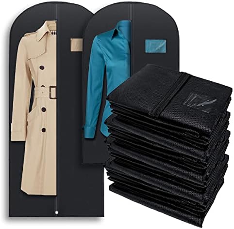Plixio Garment Bags Suit Bag for Travel and Clothing Storage of Dresses, Dress Shirts, Coats— Includes Zipper and Transparent Window (Black - Mixed Sizes: 100 Pack) by Plixio