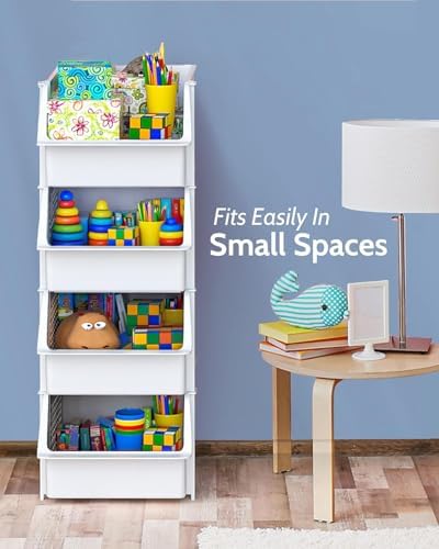 Skywin Stackable Storage Bins Open Front for Pantry Storage, 4 Pack - White - Image 5