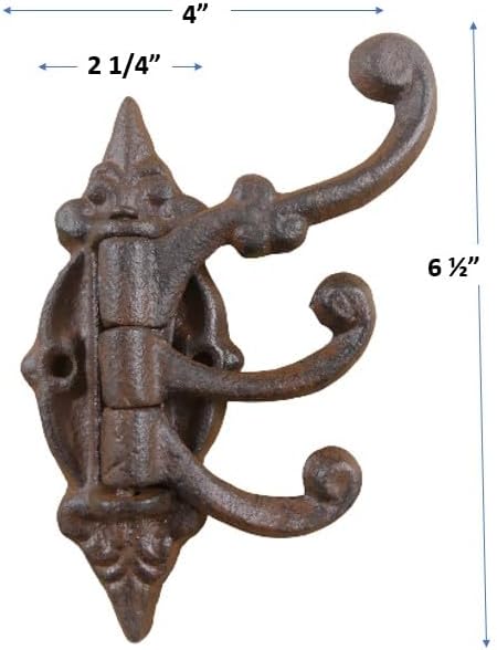 Midwest Craft House Cast Iron Swivel Coat Hooks | Antique/Vintage Style - Great for Coats, Hats, etc. - Pack of 6 - Image 3