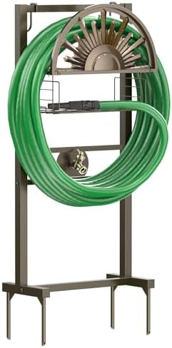 Garden Hose Holder with Faucet Holds 150-Feet Hose for Outside 4 Spikes by GOFORWILD