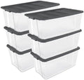 Sterilite 6-Pack Modular Stacker Box, Durable Clear Plastic Storage Bins with Latching Lids, 200 Quart - Stackable Organizing Container Boxes for Closet, Bathroom, and Office by Sterilite