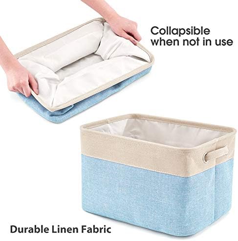 EZOWare Set of 3 Large Canvas Fabric Tweed Storage Organizer Cube Set W/Handles for Nursery Kids Toddlers Home and Office - 15 L x 10.5 W x 9.4 H -Mixed Crème - Image 6