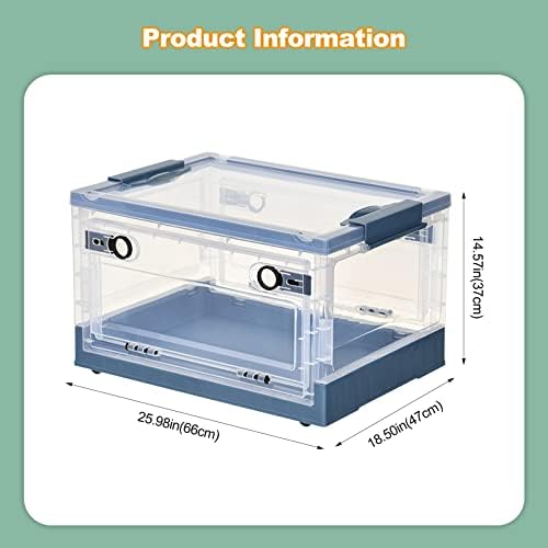 Ergocar Foldable Storage Boxes, Large Plastic Storage Boxes with Lid, Stackable Organiser, Wardrobe Storage Organiser, Grocery Storage, for Bedroom, Wardrobe, Office, Garage - Image 7