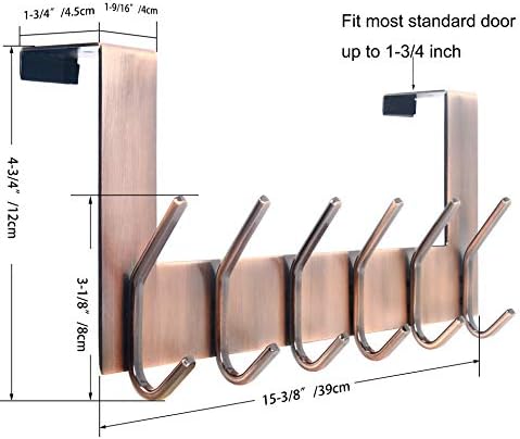WEBI Over The Door Hooks for Hanging,Door Hanger,Over The Door Towel Rack,Over Door Coat Rack for Hanging Clothes,Towels,Antique Copper,2 Packs - Image 2