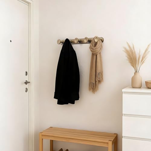 Coat Hook Wall Mounted, Antique Brass Zinc Alloy with 5 Hooks - Image 3