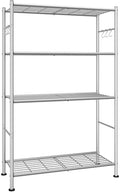 Sakugi 4-Tier Storage Shelves with 6 Hooks, 33.2" x 12.7" x 57.3", Sliver by Sakugi