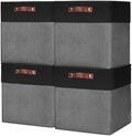 Bagnizer 13x13 Cube Storage Bins, Collapsible Fabric Storage Box, 4 Pack Closet Baskets with Handles for Organizing, Shelf, Toys, Clothes, Home, Office, Nursery (Grey&Black) by Bagnizer