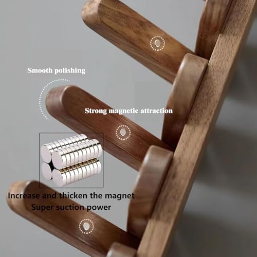 Wall Mounted Coat RackHooks Piano Key Hangers Natural Solid Wood Hanger Non-Woven Fabric Clothes Hangers for Closet, Kitchen, Bedroom, Bathroom, Entryway (Moon Walnut-Beech, 4 Hooks) - Image 5