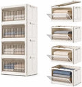 106QT Stackable Storage Bins with Lid, 4-Tier Collapsible Storage Cabinet by Unknown