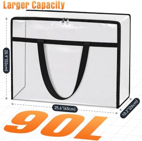 8 Packs 90L Clear Under Bed Storage Containers, Large Clothes Storage Bags - Image 2