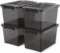 17 Qt Stackable Storage Bins with Lids, Black Clear Locking Plastic Storage Containers with Latches, Organizer Totes for Closet Pantry Bedroom Garage, Space Saving Nesting Storage Box（4 Pack） by YYXB