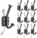 10 Pack 4-3/4 inch Oil Rubbed Bronze Coat Hooks, Wall Mounted with Screws Suitable for Hanging Keys, Bath Towel, Bags, Hats, etc. Square Zinc Alloy Venetian mudroom Hooks by CABDM