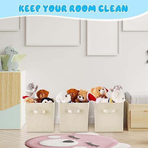 Yinder 12 Pcs Cube Storage Bin, Beige 10.5''x10.5''x11'' Storage Bins - Image 5