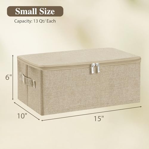 ANMINY Fabric Storage Bins with Zipper Lids, 15"x10"x6", Beige, 3 PCS - Image 6