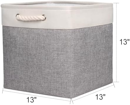 Univivi Foldable Storage Basket Fabric 13 inch Cube Storage Bins with Hard Bottom &Sturdy Handles Storage Cube for Shelf Closet Home (Grey , 4-Pack) - Image 3