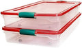 HOMZ 60-Quart Holiday Plastic Underbed Storage Bins with Red Latching Lids, Secure Clear Rolling Storage for Home Organization, 2 Pack, Green Latches by Homz