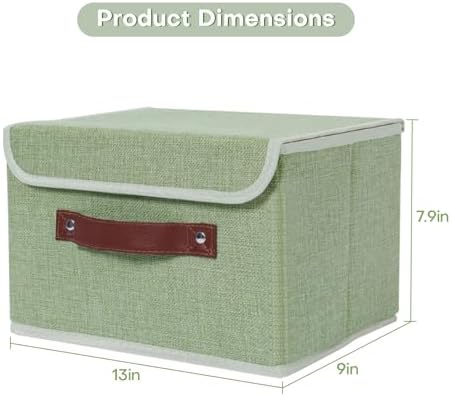 ANMINY Fabric Storage Box Bins with Lids, Green, 13"x9"x7.9", 4 Pack - Image 5
