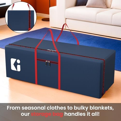 Kuber Industries Large Capacity 236 Liter Foldable Under Bed Storage Bags/Duffle Bags For Travel/Moving Bags/Wardrobe Organizer Bags | House Shifting, Travel, Hostel & Dorm Use | Red & Blue - Image 2