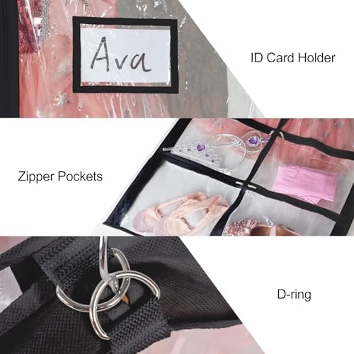 Univivi 40 Inch Dance Costume Garment Bags for Dancers, Clear Black, 6 Pack - Image 3