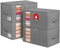 60L Rigid-Sided Blanket Storage Bags, 4Pack, Gray by Boailydi