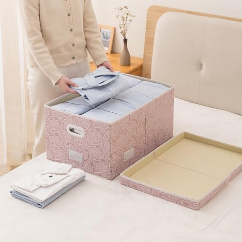 PRANDOM Extra Large Collapsible Storage Boxes with Lids Fabric Decorative Storage Bins Cubes Organizer Baskets with Cover Handles Divider for Bedroom Closet Living Room 19.6x15.7x11.8 Inch 3 Pack - Image 6