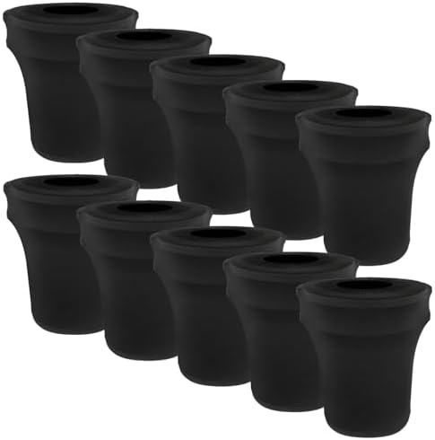BSTKEY 55 Gallon Stretch Spandex Trash Can Cover, 10 Pack Outdoor Fitted Waste Container Cover Round Garbage Can Covers for Wedding Party Commercial Fundraiser Decor, Without Trash Can (Black) by BSTKEY