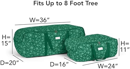 Covermates Keepsakes Garland Duffle Bag - Durable Polyester, Reinforced Handles, Fits up to 25 Foot Garland Depending on Thickness - Holiday Storage, Green Snowflake - Image 3