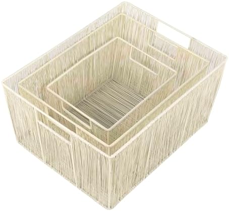 happimess Sutton 6-Piece Nesting Mild Steel Storage Baskets 16", Almond - Image 5