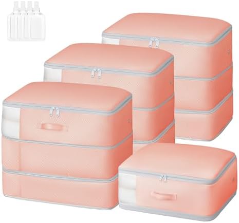 Comforter Storage Bag - Large Capacity Blanket Storage Bags 3-Layer Ultra Space Saving Self Compression Organizer, Washable Compression Bags for Storage Comforter Blanket, 4-Pack, Pink by EasortmPackingCubes