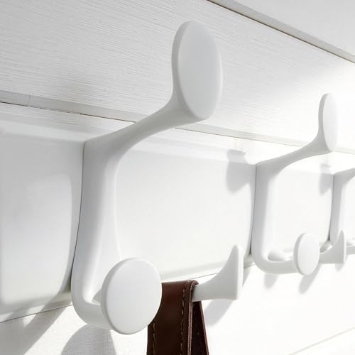 SKOLOO 15 Hooks Wall Mounted Coat Rack, 30 Inch Modern Coat Hanger for Entryway, Bathroom, Garage, Lightweight with 16 Inch Stud Spacing Design, Matte White - Image 5