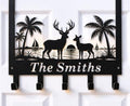 Personalized Over The Door Key Holder with Hooks, Custom Family Name Metal Door Hanger, Beach Deer Wall Hook Rack for Entryway Bedroom Bathroom, Housewarming Gift for New Homeowners by efcustomgifts