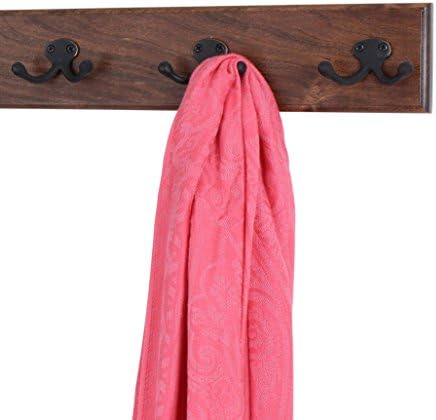 PegandRail Solid Cherry Wall Mounted Coat Rack - Oil Rubbed Bronze Double Style Coat Hooks - Made in The USA (Mahogany, 15" x 3.5" with 3 Hooks) - Image 2