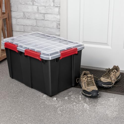 Sterilite 8 Pack Gasket Box, Stackable Plastic 13.5 Gallon Storage Container with Lids, Black - Waterproof and Dustproof Tote for Home Organization - Image 4
