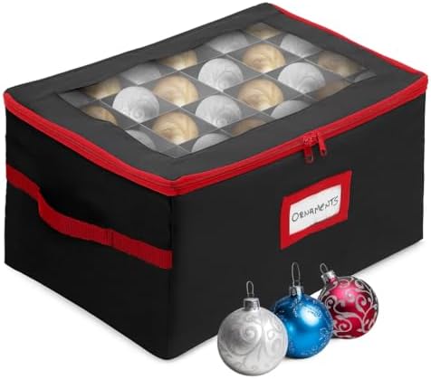 HOLDN’ STORAGE Christmas Ornament Storage Box with Dividers - Fits 72-3” Ornaments, 3 Removable Trays, Durable & Space-Saving, Clear Top Lid, Convenient Storage Designed, Black by HOLDN%E2%80%99STORAGE