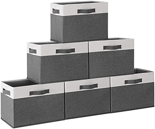 GhvyenntteS 6 Pack Fabric Storage Bins, 15x11x9.6 inch Closet Storage Bins for Shelves with 3 Handles, Foldable Storage Baskets for Shelves, Sturdy Closet Organizers and Storage by GhvyenntteS
