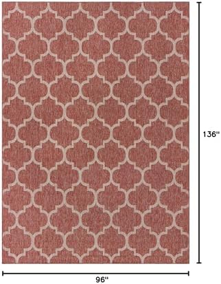 Unique Loom Outdoor Trellis Collection Area Rug (8' x 11' 4" Rectangle, Rust Red/ Ivory) - Image 2