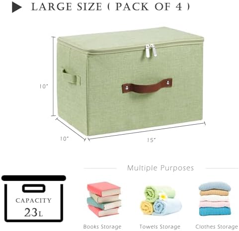 4PCS Storage Bins with Zipper Lids Decorative Lidded Basket Box - Image 3