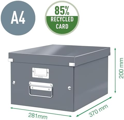 Leitz A5 Storage Box, Click and Store Range 60430001 - Small, White Storage Box A4 - Image 3
