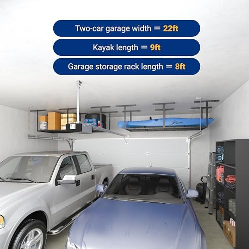 FLEXIMOUNTS 3x8 Overhead Garage Ceiling Storage Rack Adjustable, Hammertone - Image 4