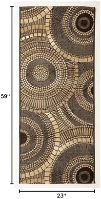 Liora Manne Marina Low Profile Durable Indoor/Outdoor Woven Rug- Circles Brown 1'11" x 4'11" - Image 3