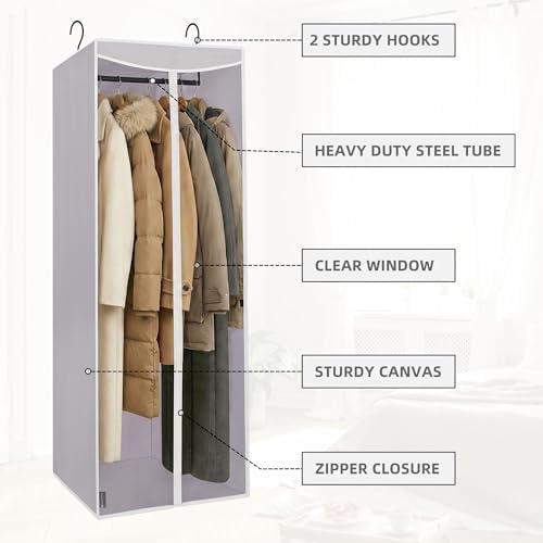 STORAGE MANIAC Garment Bags for Hanging Clothes, 57-Inch, Grey, 2-Pack - Image 4