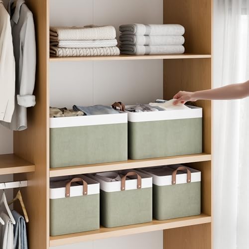 StorageWorks Closet Storage Bins, Green and White, Extra Large, 2-Pack - Image 2